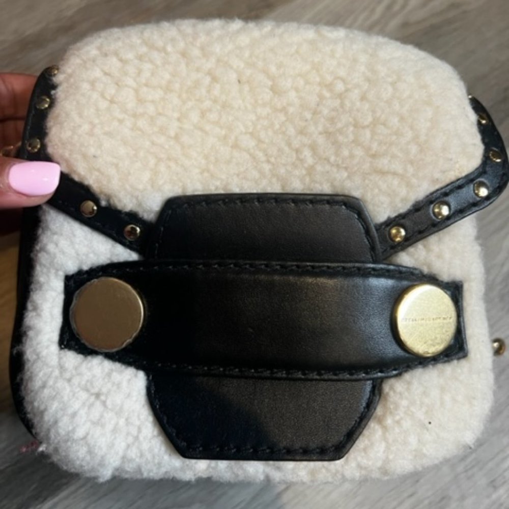 Stella McCartney Eco Alter Nappa Eco Shearling Popper Shoulder Bag Natural